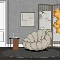 Modern Single-person Sofa Single-person Casual Sofa Side-screen Combination 3d model