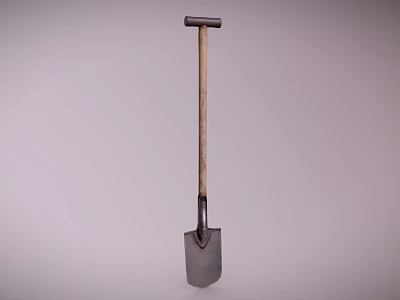 Durable Hardware Shovel With Wooden Handle And Metal Blade For Gardening And Construction 3d model