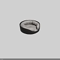 Round Pet Bed With Black Outer Layer And Soft Gray Cushion Interior 3d model