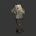 Anime Style Female Characters With Long Blonde Hair Hats Coats And Short Skirts