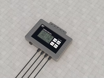 Building Control Module With Gray Casing Digital Display Screen Function Buttons And Connecting Cables 3d model