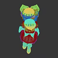 Anime Style Female Characters With Blue And Pink Hair In Maid Outfits Standing And Sitting