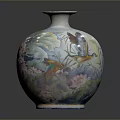 Exquisite Ceramic Sculpture Vase With Colorful Lotus Flower Patterns And Round Body Design