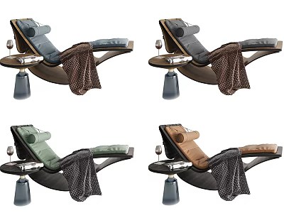 Modern Leisure Chair With Cozy Blanket Side Table And Wine Glass In Various Colors 3d model