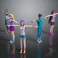 Six Game Movie Cartoon Characters With Different Hairstyles Various Outfits Standing Arms Outstretched