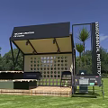Outdoor Environmental Protection Stone Paving Display Pavilion With Green Lawn And Trees