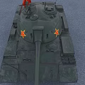 Vintage Green Military Tank With Red Flag And Yellow Star Decoration