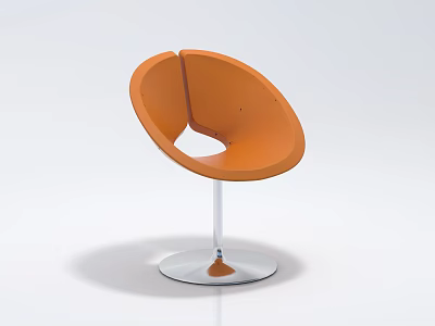Modern Orange Bar Stool With Curved Seat And Metal Round Base 3d model
