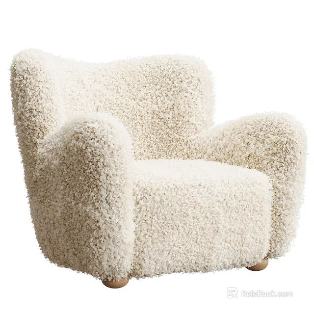Plush Cream Single Sofa With Cozy Rounded Armrests And Soft Texture 3d model 