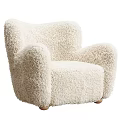 Plush Cream Single Sofa With Cozy Rounded Armrests And Soft Texture