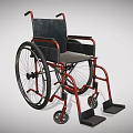 Medical Equipment Manual Wheelchair With Black Seat Red Frame And Footrests