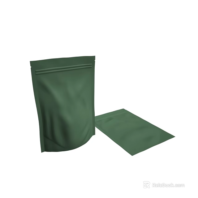 Green Food Packaging Bags Suitable For Storing Nuts And Dried Fruits 3d model 