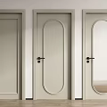 Modern Light Gray Hinged Doors With Solid Recessed And Glass Panel Designs 3d model