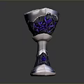 Elegant Silver Goblet With Purple Ornate Patterns For Home Use 3d model