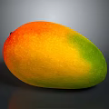 Fresh Ripe Mango With Vibrant Orange Yellow And Green Hues Against Dark Background