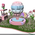 Spring Flower Themed Photo Check-in Spot With Pink Decorations And Lawn Scenes