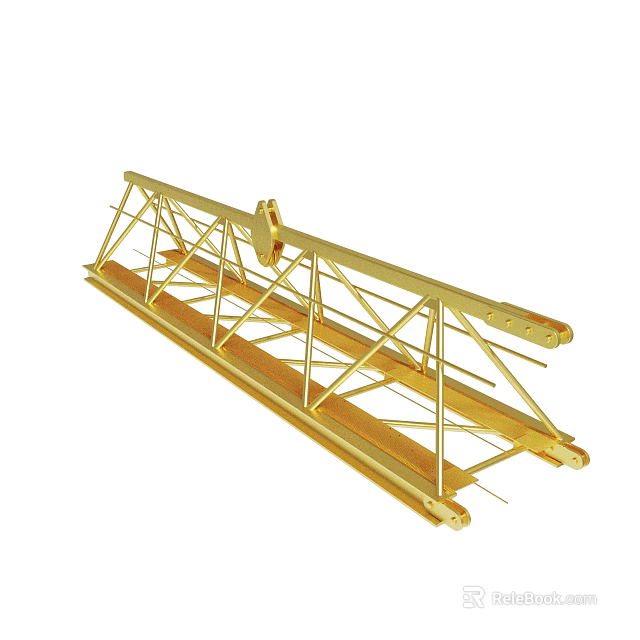 Golden Industrial Metal Truss Structure With Cross Beams And Support Framework 3d model 