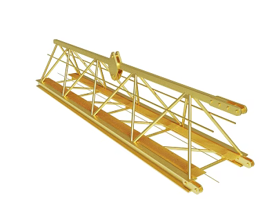 Golden Industrial Metal Truss Structure With Cross Beams And Support Framework 3d model