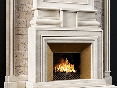 European Fireplace 3d model