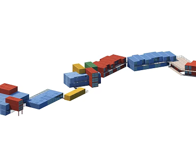 Colorful Modern Container Buildings With Innovative Modular Structure And Multiple Units 3d model