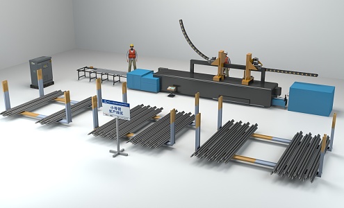 Modern steel components small conduit production area small conduit processing machine 3d model