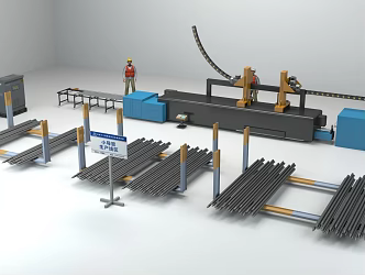 Modern steel components small conduit production area small conduit processing machine 3d model