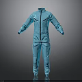 Blue Workwear Jumpsuit With Zipper Closure Functional Pockets And Modern Design