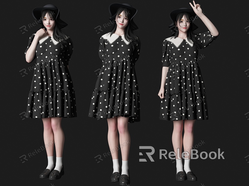 Woman with Hat Beautiful Woman Character Hat Character Skirt Beautiful Woman model