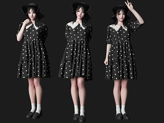 Woman with Hat Beautiful Woman Character Hat Character Skirt Beautiful Woman 3d model