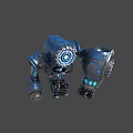 Blue Mechanical Robot Character With Glowing Circular Core And Arm Features 3d model