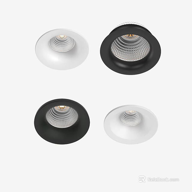 White And Black Downlights And Spotlights With Modern Design For Home Use 3d model 