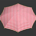 Stylish Red And White Checkered Umbrella With Classic Design And Curved Handle