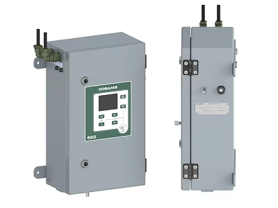 COSMOS Industrial Gas Control Device with Digital Display Grey Enclosure Control Buttons and Top Connectors 3d model