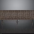 Wooden Bench with Slatted Seat and Back and Metal Legs Classic Design