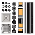 Modern Air Conditioner Vents Featuring Various Ceiling Wall And Grille Design Styles 3d model