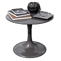 Modern Stylish Side Table With Stacked Books Black Decor And Tablet 3d model