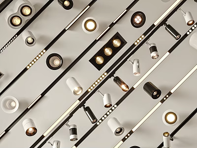 Modern LED Downlights And Spotlights With Sleek Design For Home Interior Ceiling Lighting 3d model