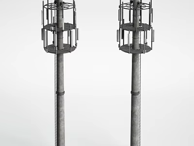 Two Tower like Industrial Equipment with Metal Structure Multi level Platforms and Ladders 3d model