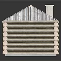 Traditional Log Cabin With Log Walls Shingle Roof Small Window And Chimney