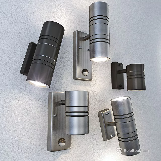 Modern Metal Wall Lamps With Cylindrical Striped Design Mounted on Wall Lighting 3d model 