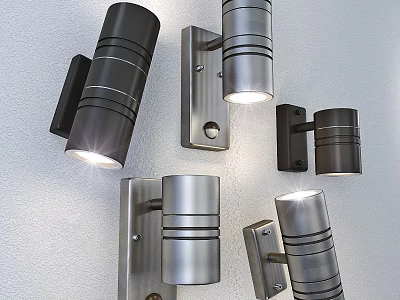 Modern Metal Wall Lamps With Cylindrical Striped Design Mounted on Wall Lighting 3d model