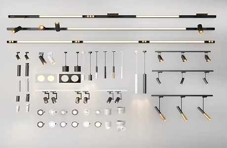 Modern lamp combination downlight spotlight track spotlight track lamp chandelier 3d model
