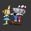 Cartoon Game Movie Characters Three Figures With White Hats Black Bodies And Colorful Outfits
