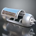 Modern Silver Metallic Tubular Device With Transparent Top Internal Coils And Plug Interface 3d model