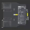 Industrial Electrical Contactor With Gray Body Yellow Components Terminal Blocks And Technical Diagram