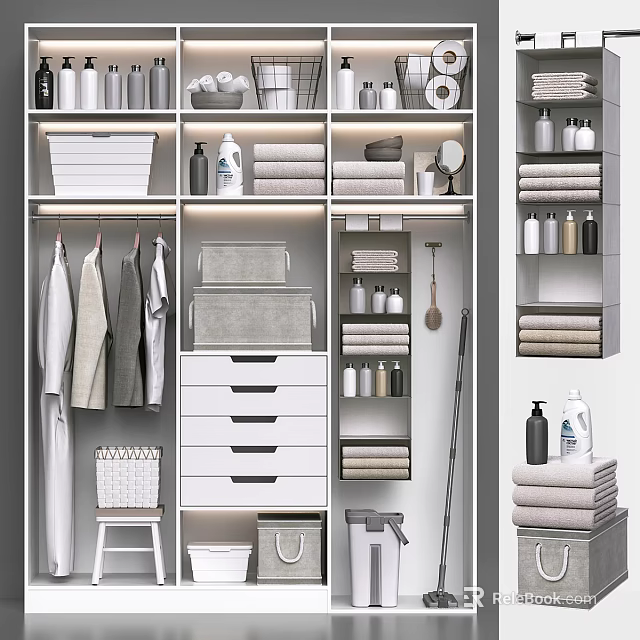 Bathroom Accessories Storage With Modern Shelves Towels Toiletries And Organizers 3d model 