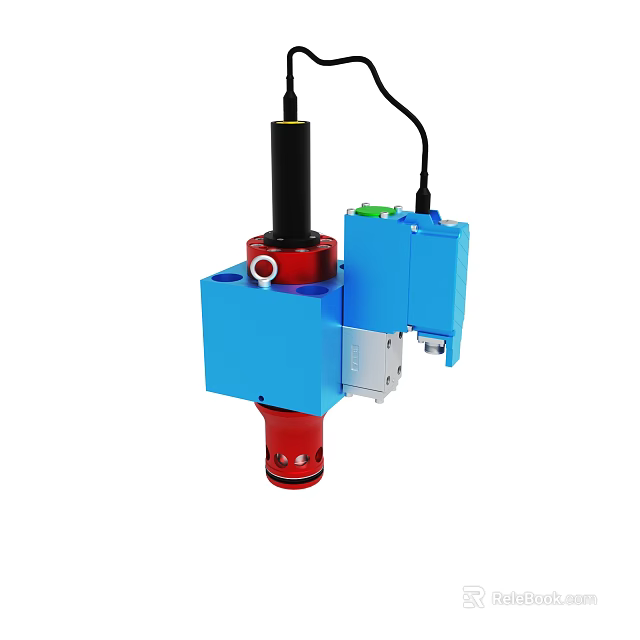 Industrial Equipment With Blue Red Components And Cables 3d model 