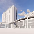 Modern White Architectural Complex Featuring High Rise Buildings And Open Urban Spaces 3d model
