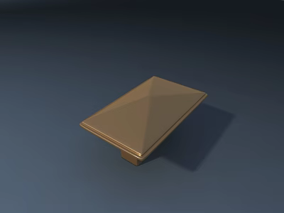 Golden Square Geometric Object With Smooth Metallic Surface And Rectangular Base 3d model