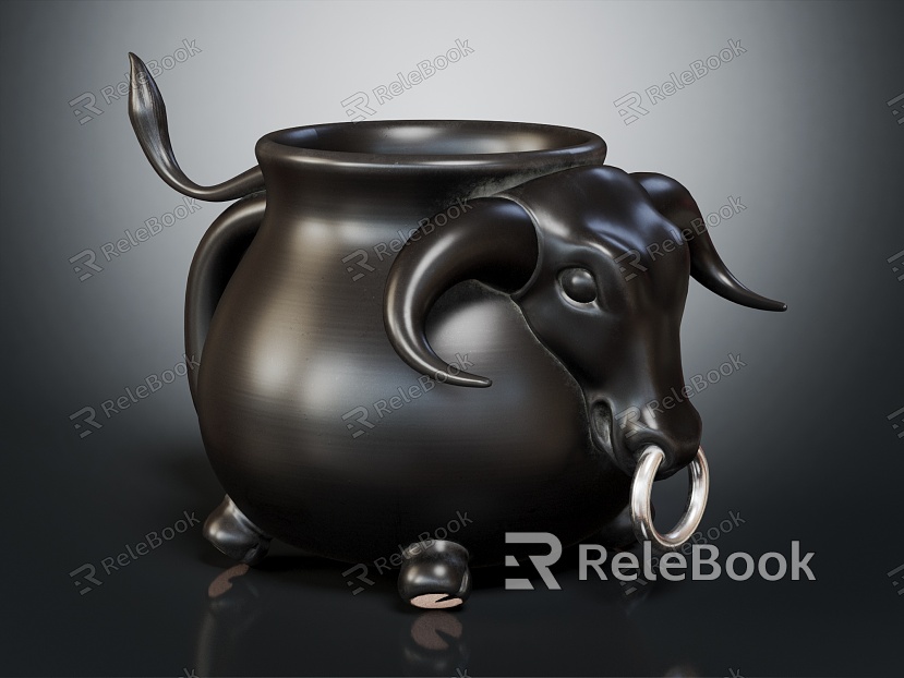 modern mug cow head mark coffee cup model